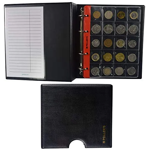 PELLER'S Sammelalbum für 275 Münzen: 5+5 Münzhüllen, Für 175 Münzen bis zu Ø 23mm und Für 100 Münzen bis zu Ø 31mm. Münzalbum M. (Modell M + Schuber)