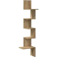 vidaXL Wand-Eckregal Artisan-Eiche 32x32x127,5 cm - Schweberegal aus robustem Holzwerkstoff, platzsparendes Design für mehr Ordnung in Wohnzimmer, Schlafzimmer und Büro. Ideal zur Präsentation von Sammlungen und Deko.