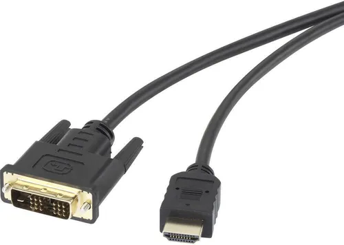 Renkforce DVI / HDMI Adapterkabel DVI-D 18+1pol. Stecker, HDMI-A Stecker 5.00 m Schwarz RF-4212219 vergoldete Steckkont