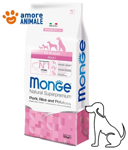 Monge Bis Rassen Adult Schwein Und Reis Ab 12 KG - Pork Rice Kroketten für