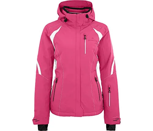 Bergson Skijacke SNOWTASTIC für Damen, pink, 20000mm Wassersäule - Sportliche, wattierte Damen Skijacke mit hoher Wasserdichte und Atmungsaktivität. Ideal für kalte Tage im Schnee, ausgestattet mit praktischen Taschen und verstellbarer Kapuze für optimalen Tragekomfort.