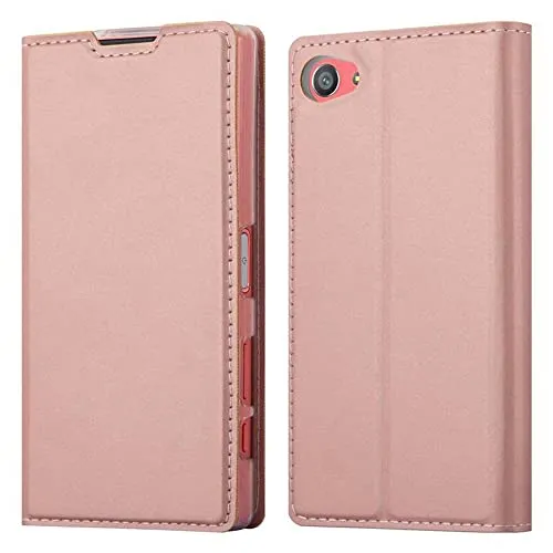 Cadorabo Hülle kompatibel mit Sony Xperia Z5 COMPACT aus Premium Kunst Leder Flip Klappbare Stoßfeste Magnetische [Standfunktion] [Kartenfächern] Cover Hülle für Sony Xperia Z5 COMPACT Tasche in Rosa