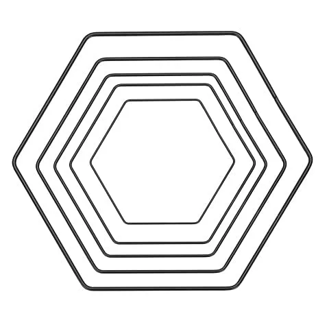 NaDeco Hexagon aus Draht, in Schwarz, wählbar in Größen zwischen 20 und 40 cm Metallring Loop-Ring für Trockenblumen Makramee-Ring Metalldrahtring zum Basteln Hoops-Ringe, Größe:30 cm