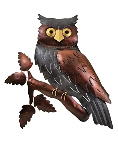 KLP Wanddeko Eule Vogel Uhu Ziervogel Metall Deko Bild Tier Figur Wandschmuck Hänger