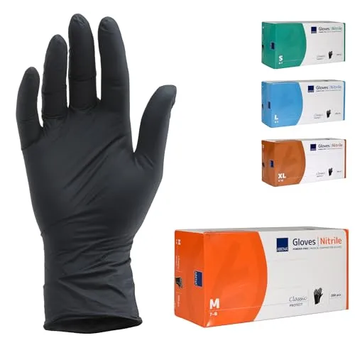 ABENA Nitril Einweghandschuhe 200 Stück Pack (Größe M) Lebensmittelecht, Reißfest, Latexfrei, Puderfrei, Hygienische Handschuhe brauchbar für Reinigungsarbeiten, Schönheitssalon & Zuhause