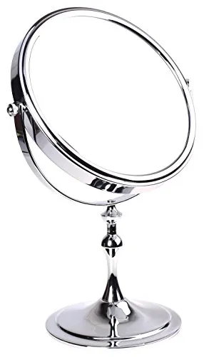 HIMRY Standspiegel 5fach Vergrößerung, 8 inch, 360° drehbar. Kosmetikspiegel zweiseitige: normal und 5-Fach Vergrößerung, Schminkspiegel, Reisespiegel, Rasierspiegel, 20 cm ø, verchromten, KXD3105-5x