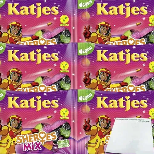 Katjes Sheroes Mix 6er Pack (6x175g Packung) + usy Block