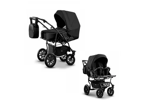 BabyMerc Zwillings-Kombikinderwagen City Twin 2 in 1 inkl. Sportsitze und Zubehör in 2 Farben