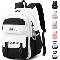 Stylischer Schulrucksack für Mädchen - Schwarz-Weiß - Wasserdichter Schulranzen mit großem Stauraum und ergonomischen Schultergurten, ideal für Schule, Freizeit und Reisen.