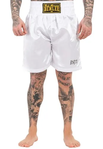 BENLEE Herren Boxhose Uni Boxing XXXL, White - Box-Shorts für Herren, traditionelle Passform aus hochwertigem Polyester mit elastischem Bund und stylischer Logo-Stickerei für optimalen Tragekomfort im Training.