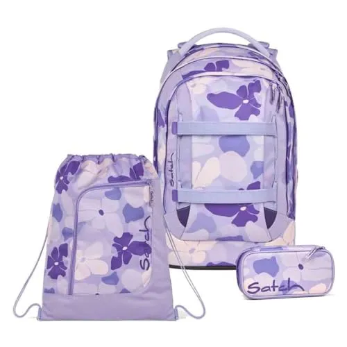 Satch Schulrucksack-Set PACK Lilac Blossom 3-teilig von satch