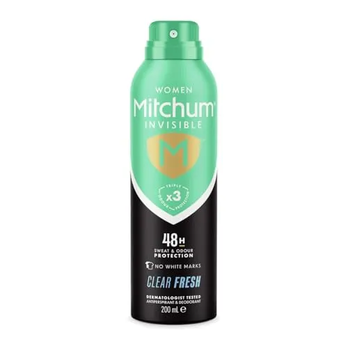Mitchum Invisible Women 48HR Schutz-Aerosol, Deodorant & Anti-Transpirant, keine weißen Spuren, alkoholfrei, klar frisch, 200 ml