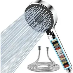 Handbrause Duschkopf mit 20-Lagen-Filter Schwarz und Schlauch 2 - Erlebe ein neues Duscherlebnis mit unserem Handbrause Duschkopf in elegantem Schwarz. Das 20-Lagen-Filtersystem sorgt für sauberes Wasser und sanfte Haare. Genieß die 5 Sprühmodi für jede Dusche – perfekt für die ganze Familie!