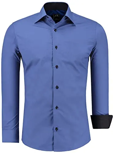 J'S FASHION Herren-Hemd - Slim-Fit - Pflegeleicht in Mittelblau 6XL - Hochwertiges Slim-Fit Hemd mit verstärkten Kragenspitzen und feinen Nähten. Pflegeleicht und ideal für Anzug, Business oder Freizeit. Erlebe Komfort und Stil in jeder Situation.