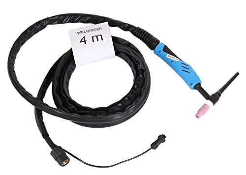 WELDINGER WIG-Schlauchpaket SRP 26-4 m für HF-Schweißinverter - Hochwertiges WELDINGER WIG-Schlauchpaket SRP 26 mit 4 m Kabel für zuverlässige Schweißanwendungen. Robuster Gummi-Außenschutz schützt vor Beschädigungen, ideal für den professionellen Einsatz.