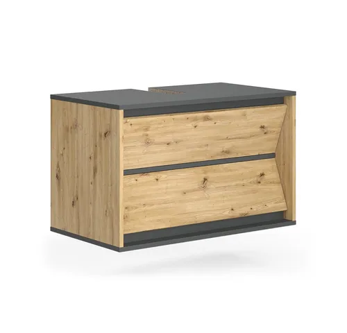 Vicco Waschbeckenunterschrank Edelin, Anthrazit/Artisan, 80 x 50 cm mit 2 Schubladen