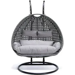 HOME DELUXE Hängesessel TWIN - Polyrattan mit Regenabdeckung - Funktionssessel mit gefederter Aufhängung, wasserfestem Polyester und Relaxfunktion. Ideal für entspannte Stunden im Freien, belastbar bis 120 kg.