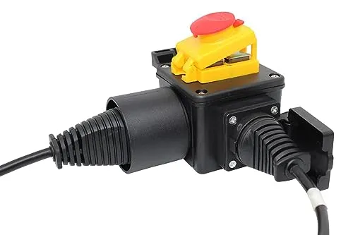 sys2sell DZ08-2 Schalter-Stecker-Kombination – 230 V, 16 A, 2× Schuko (Typ E/F) – Not-Aus-Klappe mit transparenter Schutzkappe, IP54 – 0/1 Sicherheitsschalter für Maschinen, Kompressoren