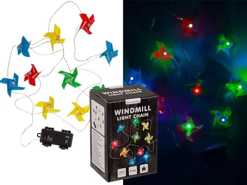 Out of the blue Lichterkette,Windmühle, mit 10 LED, farbwechselnd, L:1, 6m,für X Mignon Batterien (AA), in Geschenkverpackung