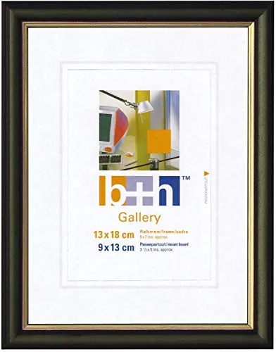 OSLO MasterLine Bilderrahmen 13 x 18 grün gold schwarz Holz massiv Antik-optik Innenrand goldfarben Echt-glas Portraitrahmen