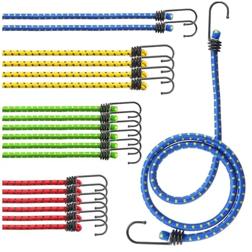 com-four® 10x Spanngummi mit Haken Expander Set – extra Starke Gepäckspanner, 4 Verschiedene Längen – ideal für Auto, Fahrrad, Camping – Expanderseil mit Metallhaken belastbar bis 30 kg