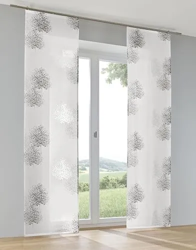 Kutti Schiebegardine Schiebevorhang Raumtrenner Bellinda anthrazit Ausbrenner mit Paneelwagen B 60 x H 175 cm (1 STK)