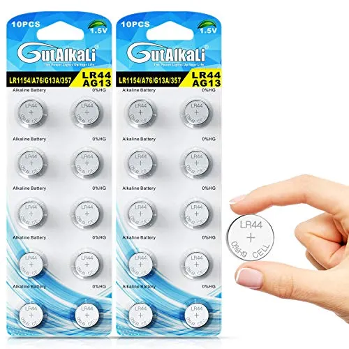 GutAlkaLi AG13 LR44 / LR1154 / 357, ohne Quecksilber, 20 Stück