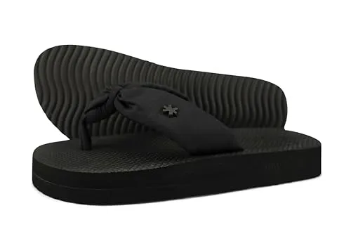 Damen Sandalen Comfy*Flower, Schwarz, Größe 38 EU - Moderne Sandalen mit weicher Neopren-Oberfläche und rutschfester Sohle. Ideal für den Alltag – komfortables Fußbett für ein angenehmes Tragegefühl.