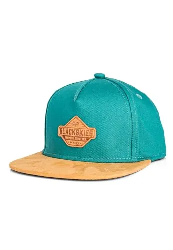 Blackskies® Essentials Snapback Cap Kinder | Kids-Basecap Jungen & Mädchen, Stylische Kappe, Coole Mütze, Geburt, Taufe, Baseball, Schirmmütze - Grün-Braun-Braun M