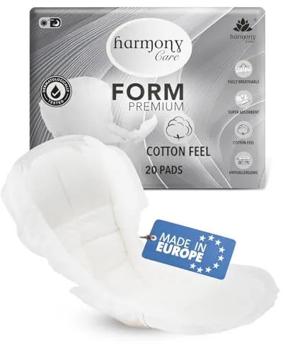 Harmony Care® Form Maxi+ - Saugstarke Inkontinenzvorlagen für Unisex - MAXIMALER SCHUTZ FÜR JEDEN TAG – Die anatomisch geformten Inkontinenzvorlagen bieten zuverlässigen Schutz bei starker Blasenschwäche und sind ideal für den Alltag und die Pflege geeignet.