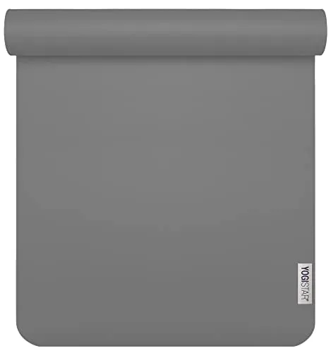 Yogamatte Yogimat® Sun - 6mm Grau - Sportmatte mit extrem rutschfester Oberfläche, besonders komfortabel dank 6mm Dicke und Ö-Tex 100 zertifiziert, ideal für Allergiker und Yoga-Enthusiasten.