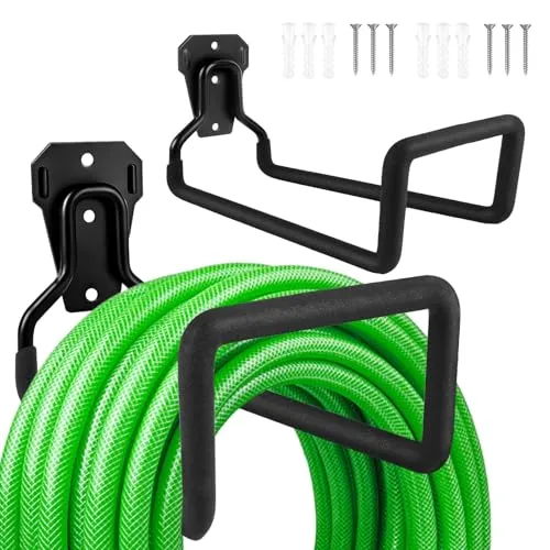 Muyohix Gartenschlauch Halterung, 2 Stück Schlauchhalter Wand Metall, Gartenschlauchhalter, Schlauch Wandhalterung, Schlauch Aufhängung, Wasserschlauch Halterung für Wasserschlauch, Verlängerungskabel