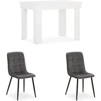 Homestyle4u 2760 Essgruppe mit 2 Stühlen in Weiß