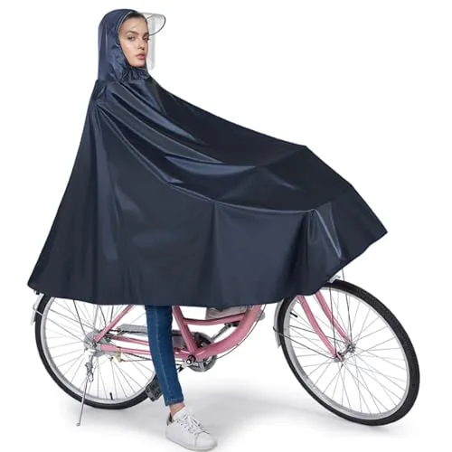 ADERTOS Regenponcho Fahrrad Regencape Wasserdicht Fahrradregenponcho mit Kapuze Reflektierend Radfahren Regenumhang Fahrradponcho Regenmantel für Damen Herren Erwachsene Fahrradfahrer