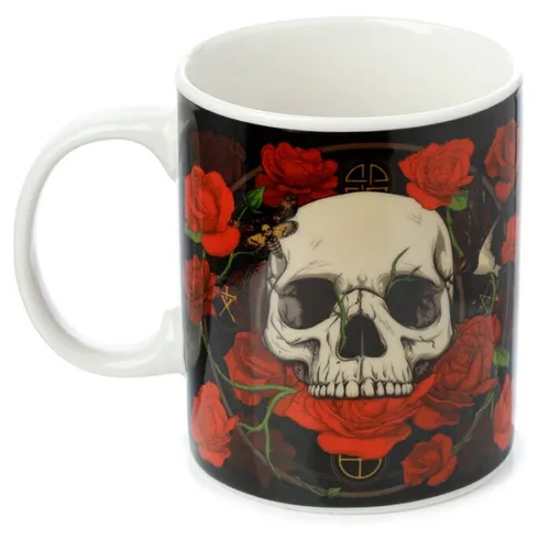 SKULLS & ROSES Totenkopf ROSEN Tasse  KAFFEEBECHER aus Porzellan