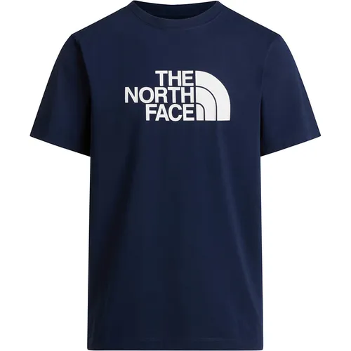 The North Face Herren Evolution Half Dome T-Shirt - Summit Navy - Klassisches Herren T-Shirt von The North Face, ideal für Freizeit und Alltag. Hergestellt aus einer atmungsaktiven Baumwoll-Polyester-Mischung bietet es hohen Tragekomfort und stylisches Oversize-Logo. Nachhaltig produziert!