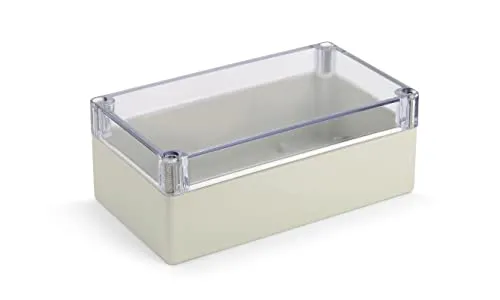 Blanko Modulgehäuse, Universal-Gehäuse aus ABS-Kunststoff mit transparentem Deckel, Mehrzweckghäuse mit Montagepunkten für Leiterplatten, IP 65 Schutzklasse, LxBxH 158x90x60 mm, Lichtgrau