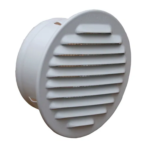 Lüftungsgitter Aluminium weiss mit Stutzen DN 115 - 120mm