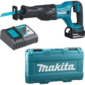 Makita DJR186 RFE Säbelsäge mit 18V Akku - Sägen - Leistungsstarke Reciprosäge mit 3Ah Akku und Ladegerät, ideal für präzise Schnitte in Holz und Metall.