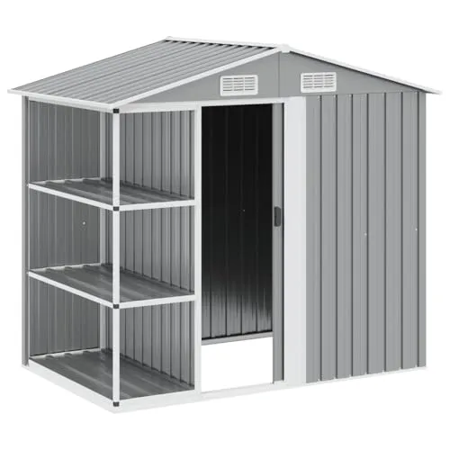 vidaXL Gartenhaus mit Regal Grau 205x130x183 cm