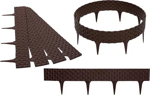 GARDENIX 3,2m Rattan Beeteinfassung Beetumrandung Rasenkante Gartenpalisade Beetzaun – Braun