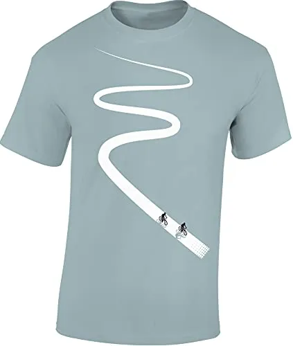 Baddery Fahrrad T-Shirt Herren - „Radweg“ - Bike Shirt für Radfahrer (Ice Blue XL)