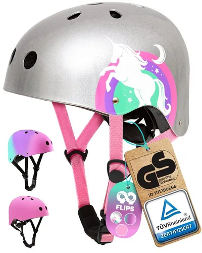 99FLIPS Einhorn Fahrradhelm für Mädchen, Pink - Fahrradhelm für Kinder ab 3 Jahren mit Glitter-Einhorn-Design. Ideal für Radsport und Rollsport, ausgestattet mit 11 Belüftungsöffnungen und einem komfortablen Drehrad-Verstellsystem.