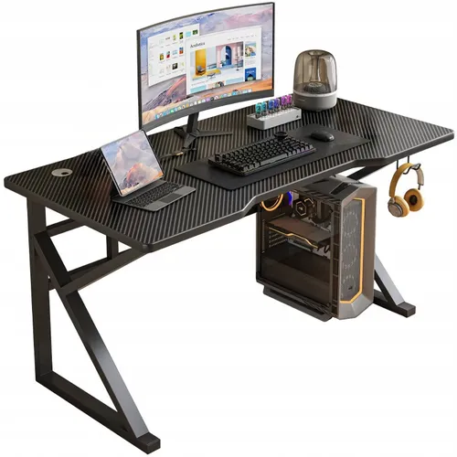 Schwarzer Gaming-Computertisch für Jugendzimmer Carbon 120 cm