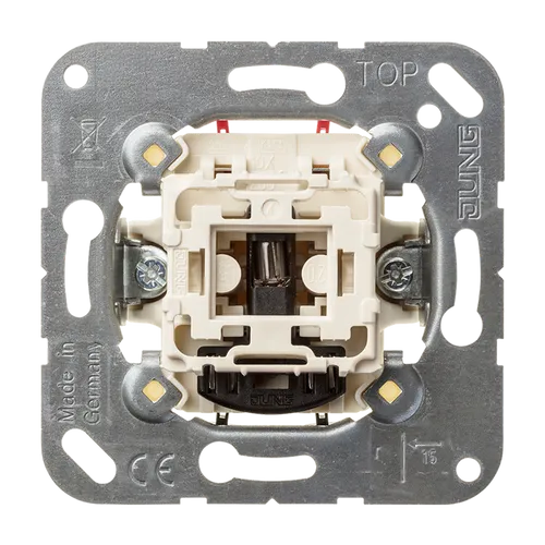 Jung 502 KOU AUS-KONTROLL 2-POL. EINSATZ - Smart Home Schalter mit Glimmlampe zur einfachen Kontrolle und Orientierung, ideal für Unterputzinstallationen und 2-polige Anwendungen.