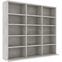 vidaXL CD-Regal Betongrau 102x23x89,5 cm - Praktische Aufbewahrungslösung - Regale: Stilvolles CD-Regal mit 15 offenen Fächern, ideal zur Organisation Ihrer Musiksammlung und robust dank Holzwerkstoff.