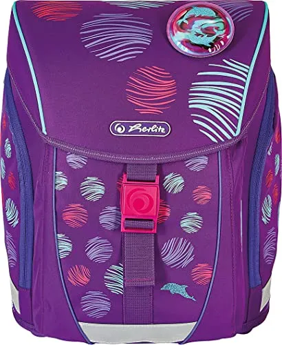 Herlitz Schulranzen FiloLight Plus, Sea Bubbles - Schulranzen mit weichem Korpus und ergonomischem Rückenpolster, ideal für Kinder. Leichtgewicht unter 1 kg, inklusive 16-teiligem Zubehör und Sicherheitsreflexmaterial.