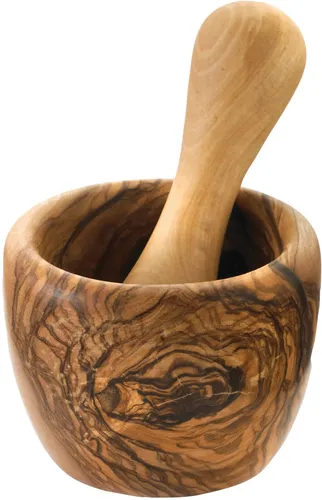 Berard France 1892 Mörser aus Olivenholz, Ø 7cm - Eleganter Mörser aus hochwertigem Olivenholz mit passendem Stößel. Ideal zum Mahlen von Gewürzen und Kräutern. Perfekte Kombination aus Funktionalität und Ästhetik in der Küche.