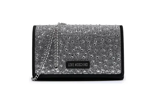 Love Moschino Glimmer Umhängetasche 22 cm schwarz TAS057578 - Funkelnde Umhängetasche von Love Moschino – ideal für stilvolle Auftritte. Robustes Material und praktischer Magnetverschluss sorgen für eine einfache Handhabung. Verstellbarer Riemen für individuelle Tragemöglichkeiten. Perfekt für jeden Anlass.