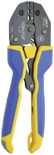 Klauke Presszange K 82 - Ergonomisch und Sicher - Anschlussklemmen & Kits, ergonomische Doppeldruck-Presszange mit ovaler Form und Sicherheitsmerkmalen für sicheren Einsatz selbst bei intensiver Nutzung.
